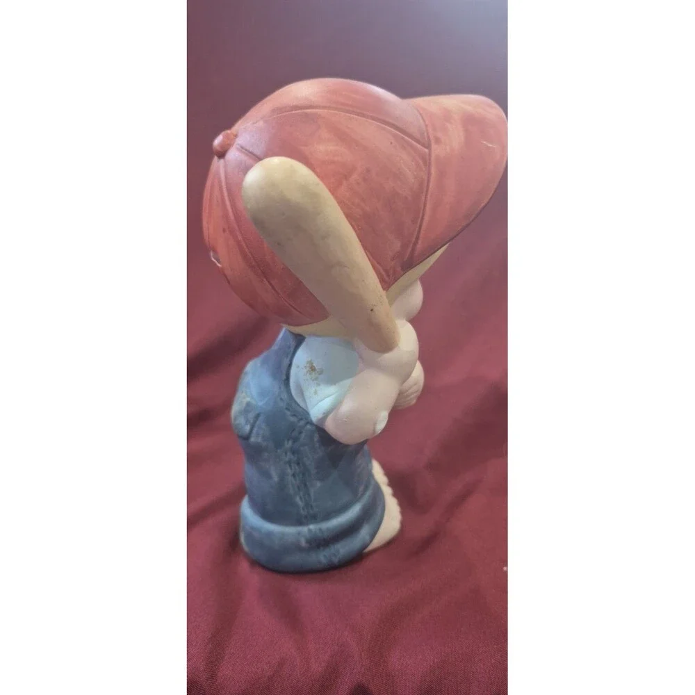 Vtg Enesco Country Cousins Blonde 3D Boy Baseball Player FIGURE 1982 Piggy Bank